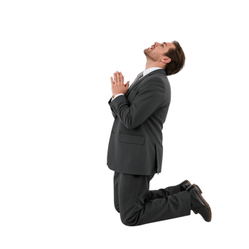 Corporate professional earnestly beseeching divine intervention during moments of profound png