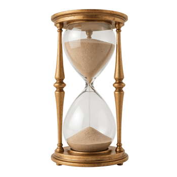 Golden hourglass capturing the fleeting nature of time against transparent space png
