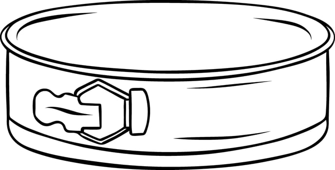 round split cake pan, bakery and baking, doodle and sketch style, simple black and white icons vector