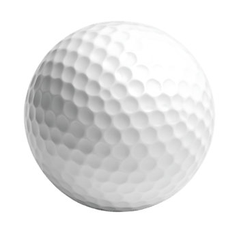 A single white golf ball with dimples shown close up isolated on transparent background png