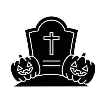 Gravestone Icon, Halloween Tombstone with Cracks and Moss, Icon Glyph Style vector