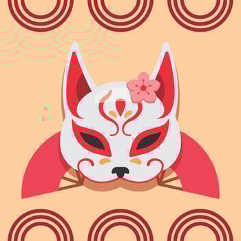 Japanese kitsune mask pattern. vector