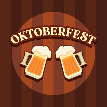 Oktoberfest cheers beer mugs. vector