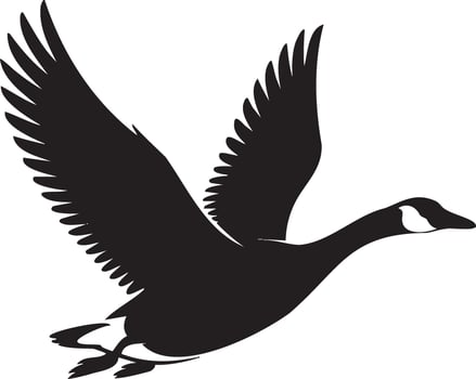 Dramatic Silhouette of a Canada Goose in Flight Graphic Bird Design Nature Wildlife Illustration Ornithology Theme Conservation Concept vector