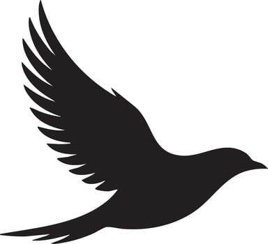 Black Silhouette of a Bird in Flight Symbolizing Freedom Hope and Grace Graphic Isolated on White vector
