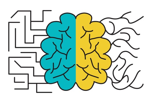 Right and Left Brain Simple Yellow and Blue Illustration vector