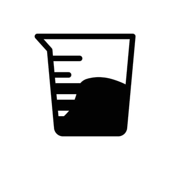 Black and White Icon of a Measuring Cup with Liquid Inside vector