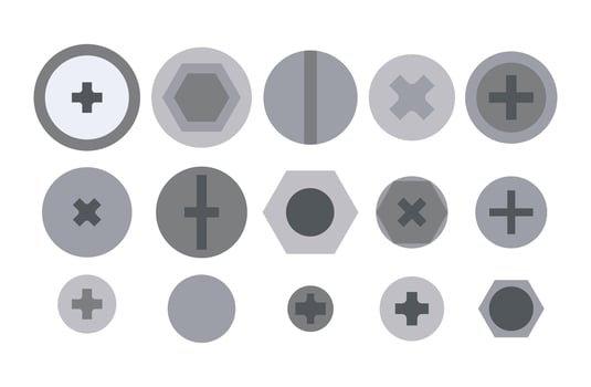 Set top head bolt with white background vector