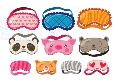 Colorful animal-themed sleep masks vector