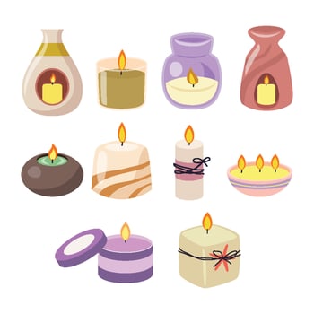 Decorative candles in various styles vector