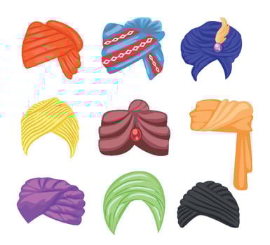 Colorful traditional turbans collection vector