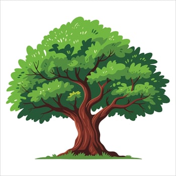Cartoon nature landscape featuring isolated tree in kids style, perfect for playful nature illustrations, educational visuals, and outdoor scenes vector