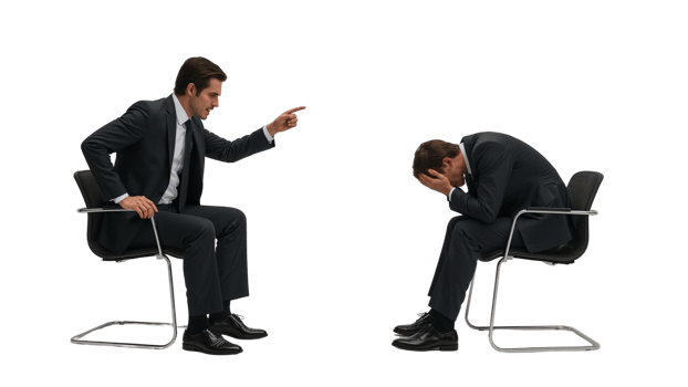 Business dynamics showing tension and frustration in a corporate setting isolated transparent png