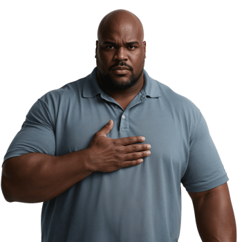 Stern individual with solemn expression displaying empathy and respect in isolated transparency png