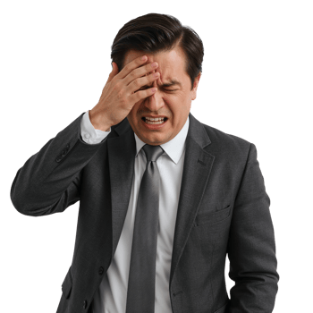 Business professional experiencing intense stress and headache against a neutral backdrop of pure png