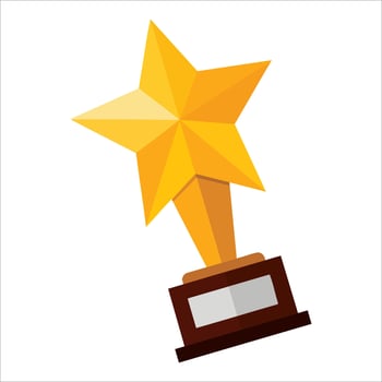 Gold star award rewarding achievements in sport or cinema gold trophy best reward star achievement illustration for recognition vector