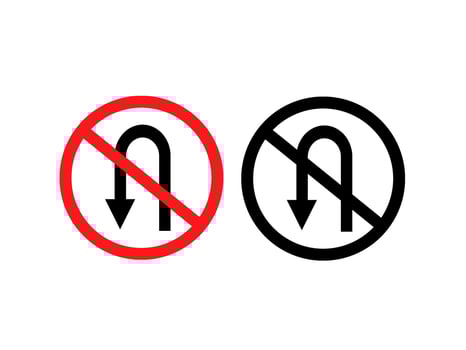 no turn back sign icon illustration vector