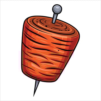 Grilled meat kebab on a skewer in cartoon style. Transparent background illustration ideal for food, barbecue, or summer meal graphics vector