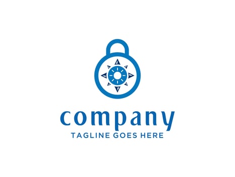 Lock Symbol With Compass Icon Design Security Safe Key Illustration Design vector