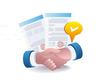 Shake hands and agree to the cooperation letter transaction vector