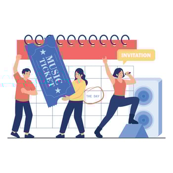 Musical event with ticket and performers vector