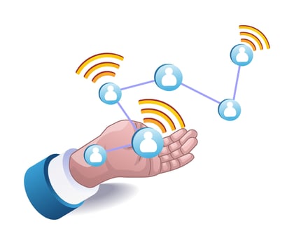 Internet network communication between people vector