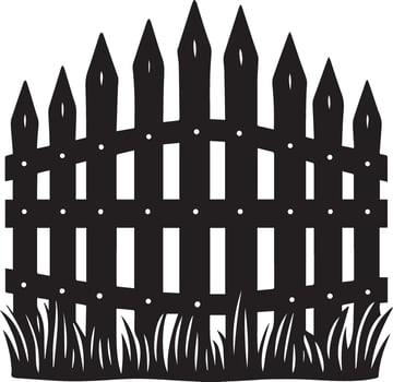 Rustic Wooden Picket Fence Icon, Classic Garden Barrier vector