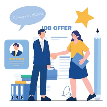 Job offer celebration with handshake vector