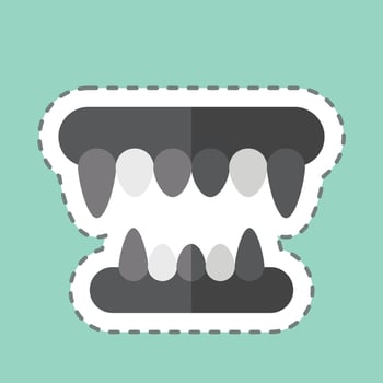 Sticker line cut Fangs. related to Halloween symbol. design editable vector