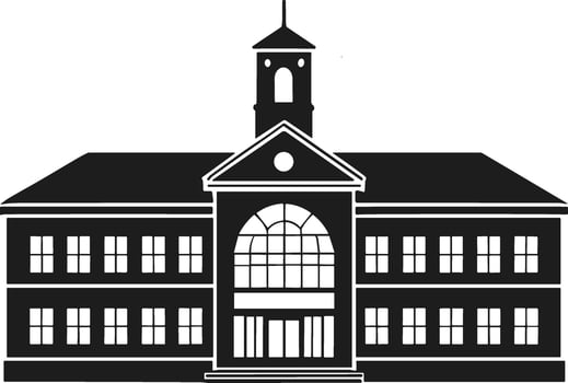 Silhouette School Building - Classic Educational Architecture Illustration vector