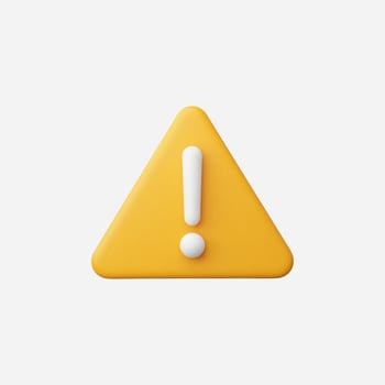 A bold yellow warning triangle symbol with a white exclamation mark. vector