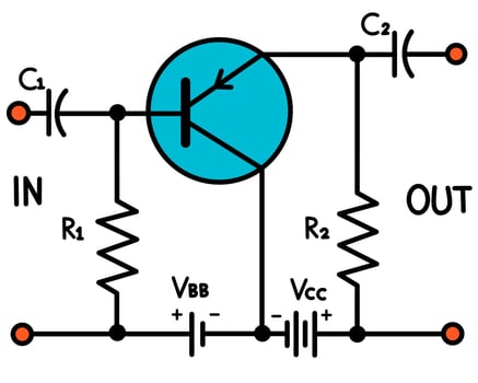 Transistor Common Emitter Amplifier Circuit Diagram illustration vector