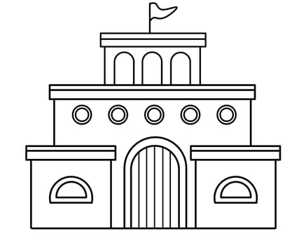 Ancient Kingdom Castle Fortress with Flag and Portcullis Gate vector