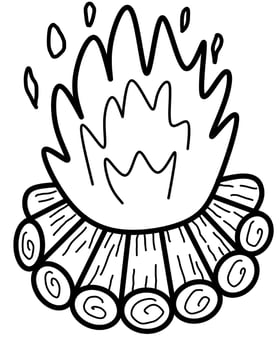 Hand-drawn Simple Campfire with Flame and Burning Logs vector