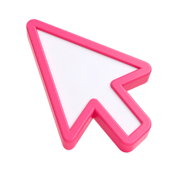 Stylish arrow cursor with pink border on transparent background png