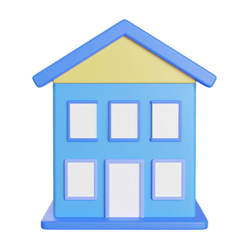 Simple colorful house illustration, two stories, on transparent background png