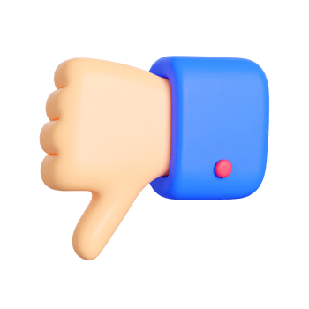 Cartoonish 3D hand with thumbs down on transparent background png