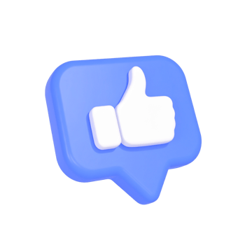 Blue like notification icon with thumbs up on transparent background png