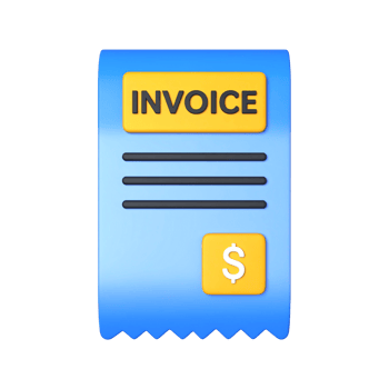 Stylized blue and yellow invoice document icon on transparent background png