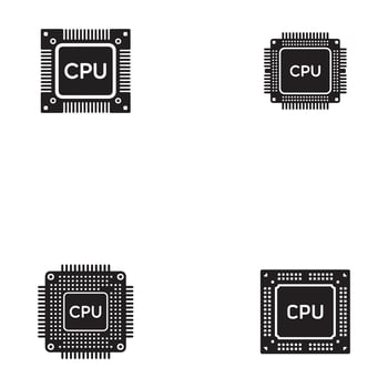 Four Icons of a CPU Chip vector
