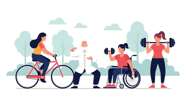 Diverse People Exercising in the Park vector