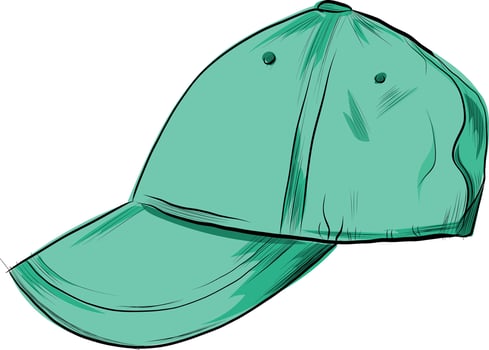 Hand drawn illustration of turquoise baseball cap vector