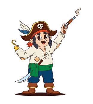 Cartoon pirate sailor character with hook hand vector