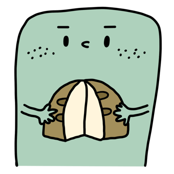 cartoon illustration of a man holding a piece of bread png