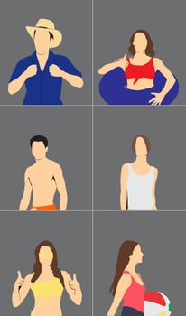 beach collection half isolated set vector