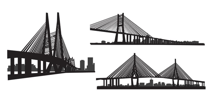 cityscape set of bridge silhouette vector