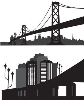 cityscape set black silhouette vector