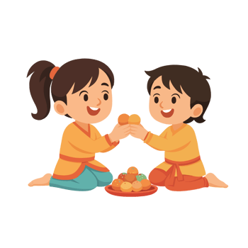 Children Sharing Sweets at Festival Illustration png