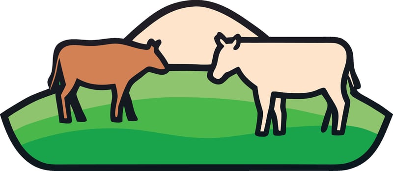 Flat beige icon set of pasture grazing animals vector