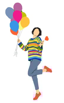 lgbt pride peopleholding baloon vector